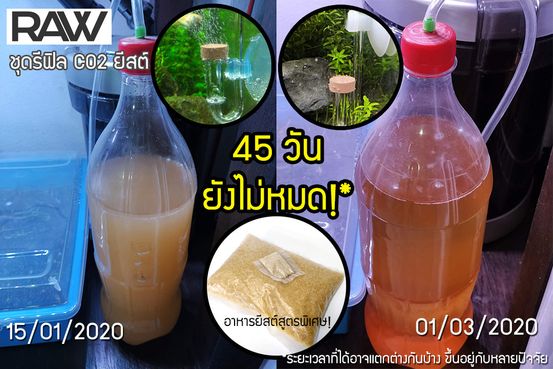 ชุดผลิต CO2 ยีสต์สำเร็จรูป RAW CO2Y สำหรับตู้ขนาดเล็กไม่เกิน 100 ลิตร (ไม่รวมตัวละลาย)